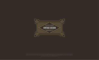 Vintage old label logo frame artdeco style, emblem, badge, hispter antique label decorations. Vector design element