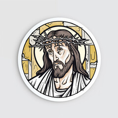 Jesus, sticker on a white background