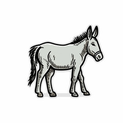 donkey, sticker on white background