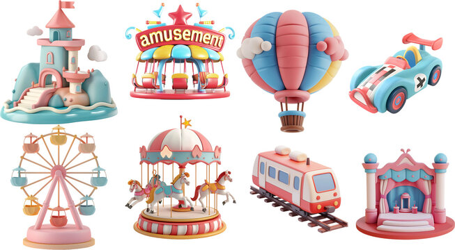 Playful amusement park 3d illustration