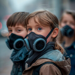 Children wearing smart masks that monitor air quality technologys answer to PM 25
