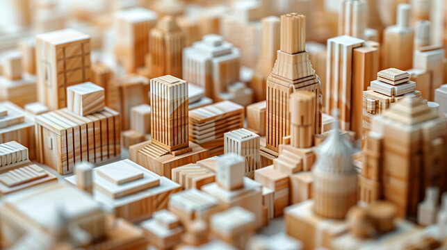 A picture of a city model made from wood. for architecture