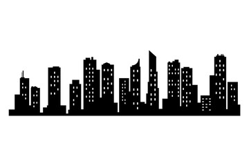  city silhouette. Modern urban landscape. High buildings with windows. Illustration on white background