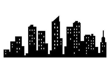 Naklejka premium city silhouette. Modern urban landscape. High buildings with windows. Illustration on white background
