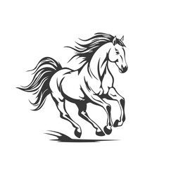 Obraz na płótnie Canvas Beautiful black and white horse silhouette, vector illustration