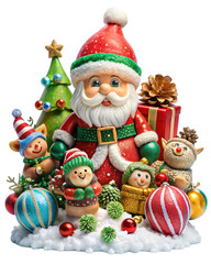 merry christmas and happy new year christmas santa claus with christmas tree santa sleigh reindeer snowman