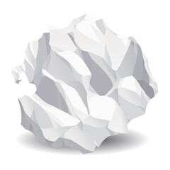 Crumpled paper ball icon. Realistic garbage, bad idea symbol, crushed piece of paper. Throw rumple grunge sheet. Mistake in document. Realistic wrinkled page