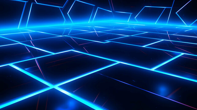 futuristic blue geometric shape abstract technology background, featuring a blend of sleek lines