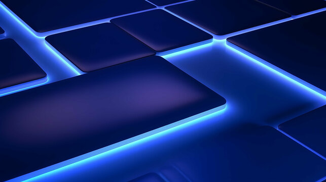Blue abstract background with blue glowing geometric.Generative AI