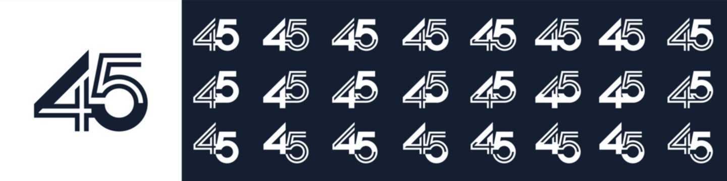 collection of creative number 45 logo designs. abstract forty-five design vector illustration
