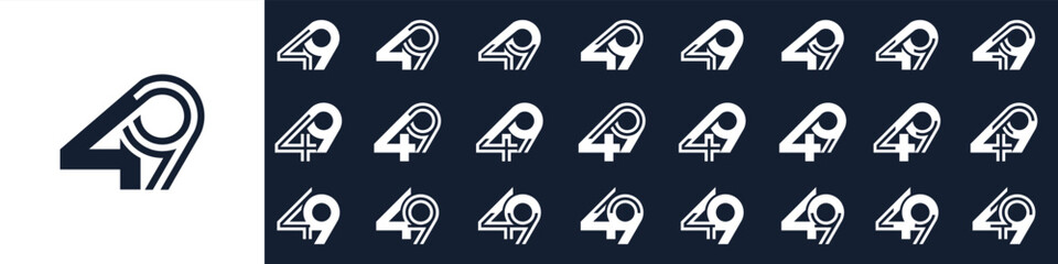 collection of creative number 49 logo designs. abstract forty-nine design vector illustration