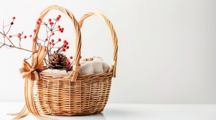 Fototapeta na wymiar gift basket on white background