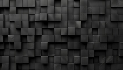 Abstract dark background with a geometric pattern of black cubes, minimalistic wallpaper design