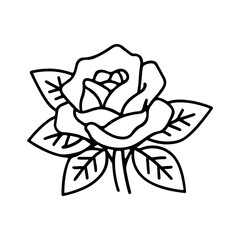 Flower coloring page, Rose coloring book pages, and vector hand drawing line art sketch art. Outline rose flower 
