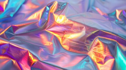 Shimmering Holographic Foil Texture with Soft Creased Patterns and Prismatic Reflections