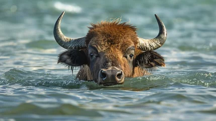 Tissu par mètre Parc national du Cap Le Grand, Australie occidentale Buffalo swimming in the water