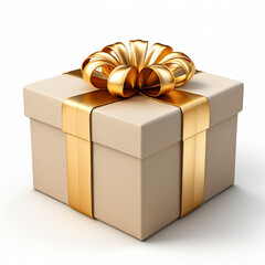 gold gift box with ribbon, transparent background  generator Ai