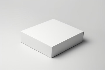 Single empty magnet white cardboard box with blank label on a solid white background, box slightly open to reveal the empty interior,
