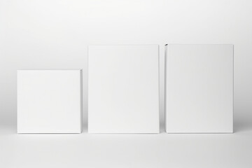 Single empty magnet white cardboard box with blank label on a solid white background, the box is in the background with a focused foreground on the blank label,