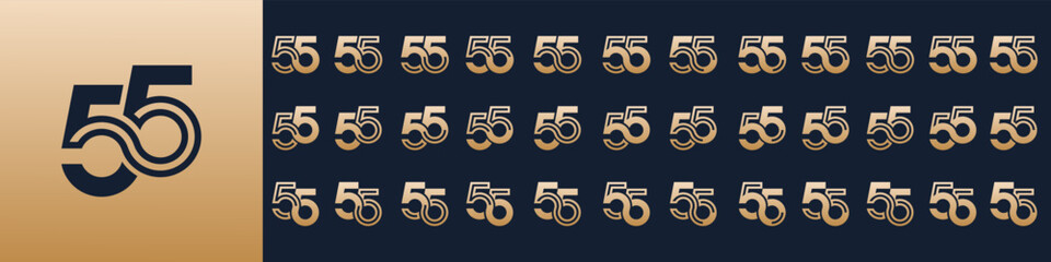collection of creative number 55 logo designs. abstract fifty-five design vector illustration