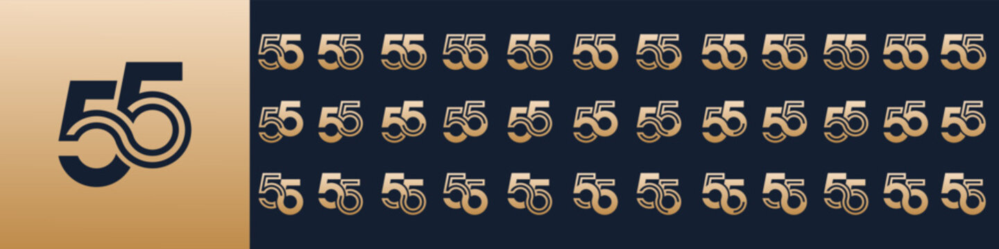 collection of creative number 55 logo designs. abstract fifty-five design vector illustration