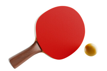 Racket and ball for table tennis, ping pong on an isolated background. 3d rendering