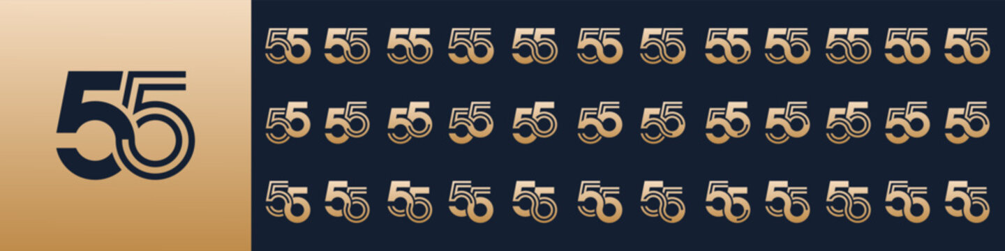 collection of creative number 55 logo designs. abstract fifty-five design vector illustration