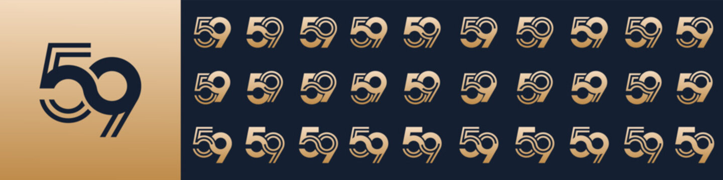 collection of creative number 59 logo designs. abstract fifty-nine design vector illustration