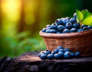 Blueberry basket with copy space - 766533998