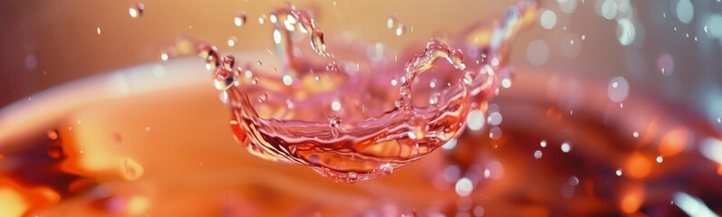 Orange Wine Splash in Sunlight with Sparkling Bokeh