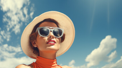 Fototapeta premium Vintage photo of a woman in a hat