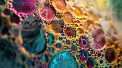 Abstract color texture background, oil bubbles of liquid surface, rainbow pattern. Concept of...