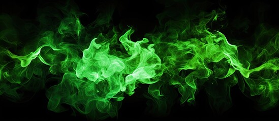 Billowing green smoke creates a captivating effect against a dark black backdrop
