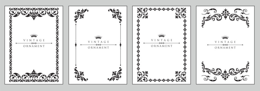 Vector floral ornament, set of Decorative vintage borders  and frames set