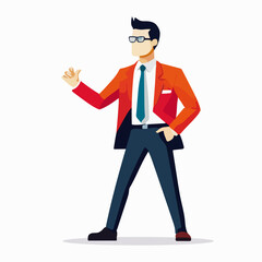 Businessman in Suit and Tie Standing With Hands in Pockets. Generative AI