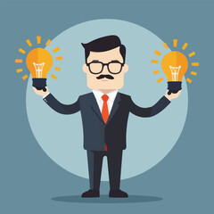 Man Holding Two Light Bulbs. Generative AI