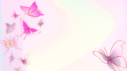 Fototapeta na wymiar Pink Modern Butterflies on simple white background