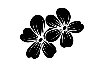 Two vintage flowers. Template, pattern, symbol, sign, icon, silhouette, tattoo, set. Black stamp.