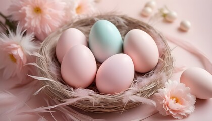 Vertical Pastel Pink Easter Eggs Nestled In A Deli