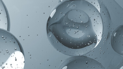 Close up of 3D water bubbles background.