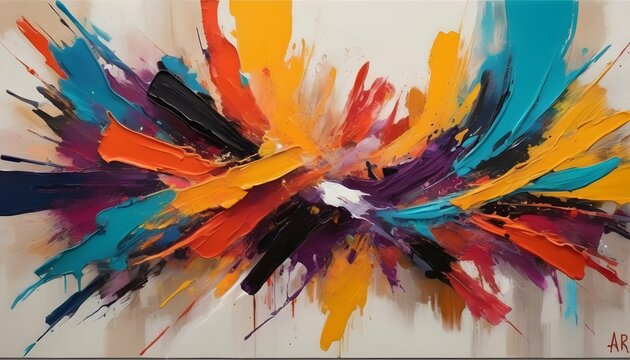 Vibrant Abstract Painting With Spontaneous Brushs