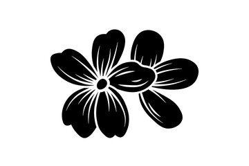 Two vintage flowers. Template, pattern, symbol, sign, icon, silhouette, tattoo, set. Black stamp.