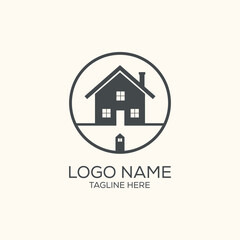 Minimalist real estate construction property corporate logo or icon