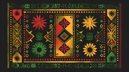 yellow green black colors background. Juneteenth freedom day. posters, copy space, ai generated