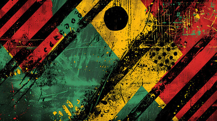 yellow green black colors background. Juneteenth freedom day. posters, copy space, ai generated