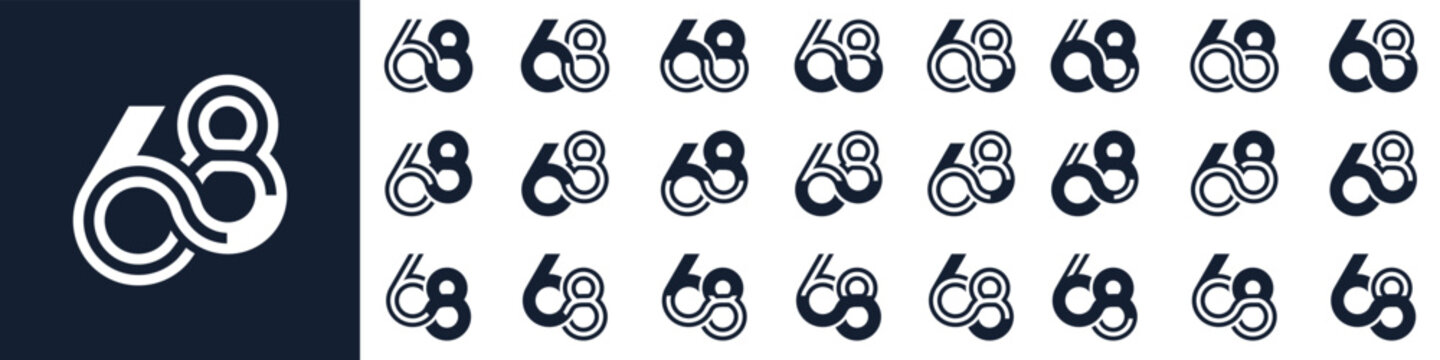 collection of creative number 68 logo designs. abstract sixty-eight design vector illustration