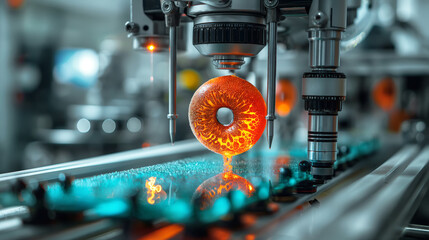 Bioengineered 3D printer produces a human eye. Genetic futuristic technology - 766540341