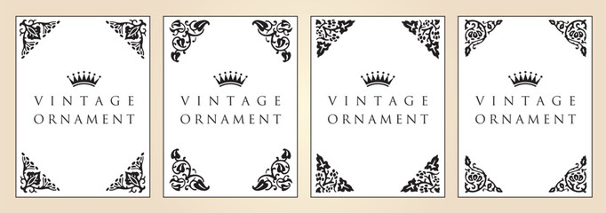 Set of Vector floral ornament, Decorative vintage borders  and frames set.