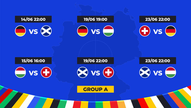 Match schedule. Group A of the European football tournament in Germany 2024! Group stage of European soccer competitions in Germany.
