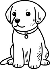 Outline cute dog, line art puppy illustration